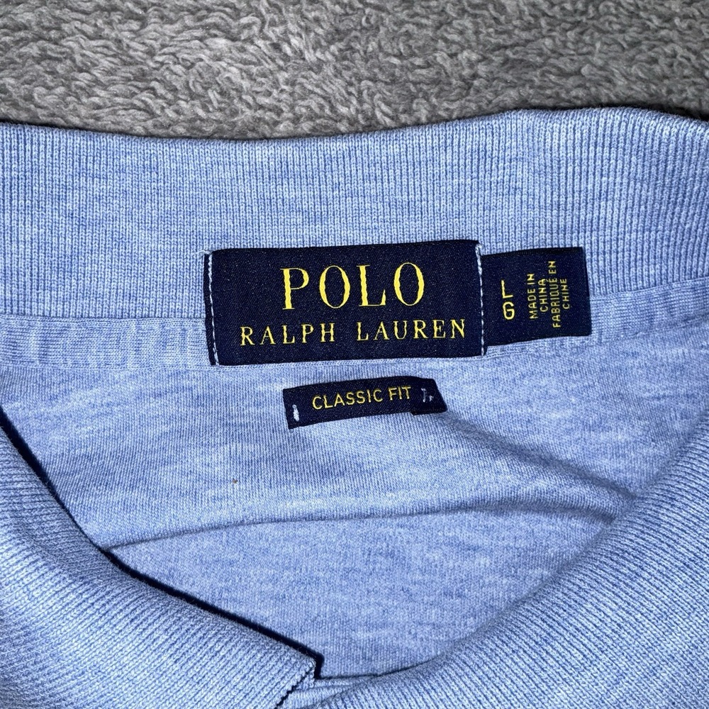 Polo Ralph Lauren Classic Fit Polo Shirt L Navy Blue Men 3 Button Placket Casual - Picture 4 of 7